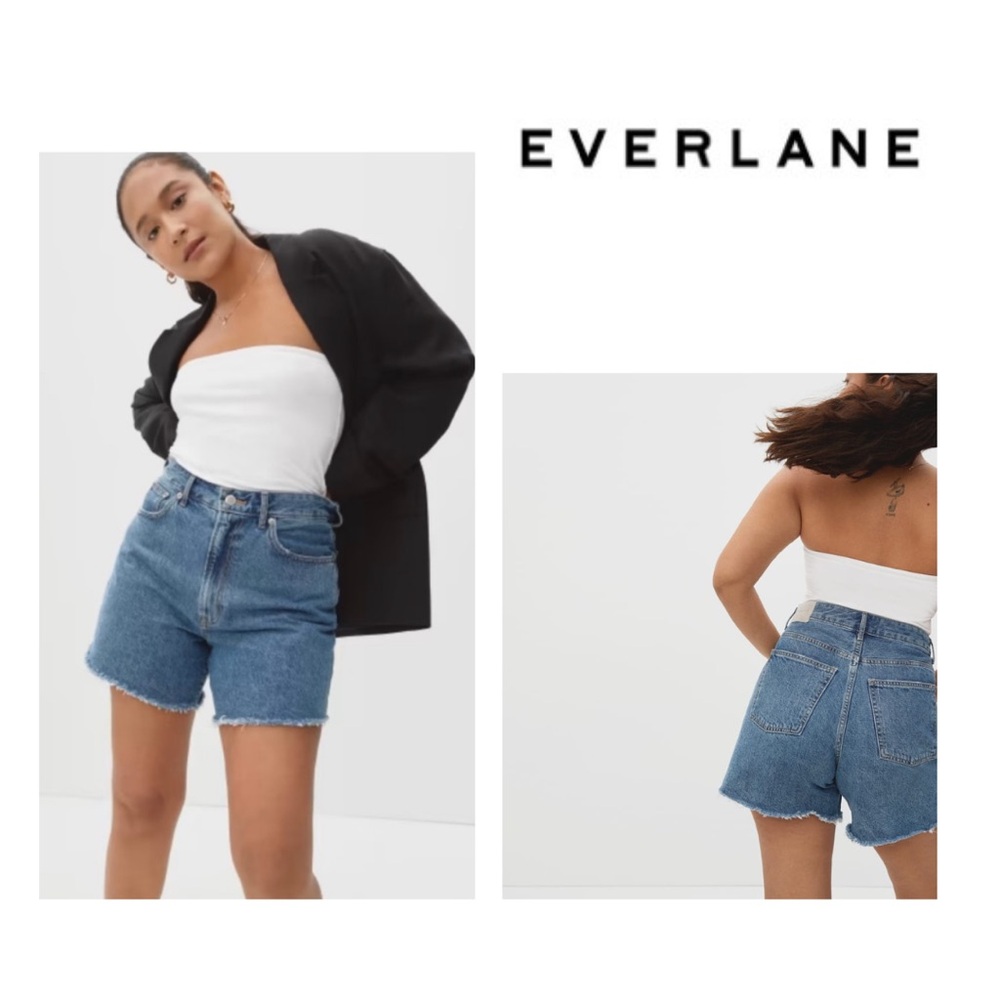 Everlane The A-Line Denim Short in medium indigo - size 33